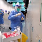 Toma de muestras del covid en Pekín
